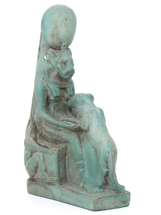 Ancient Egyptian Faience Sekhmet with Lion, New Kingdom Period, 16th-11th century BC (1 of 6)