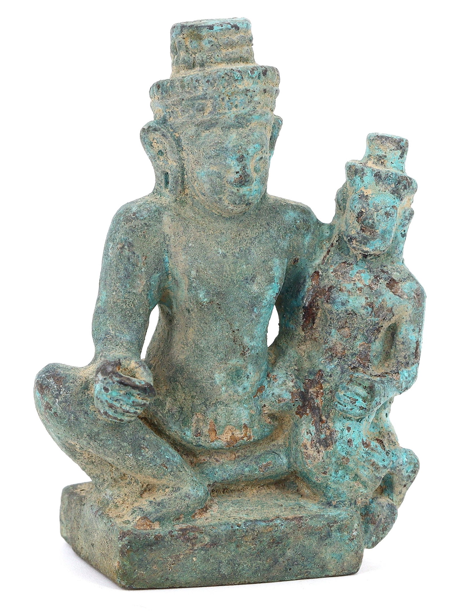 Antique Khmer Bronze Deity Embrace Statuette, 15th-17th Century (1 of 3)