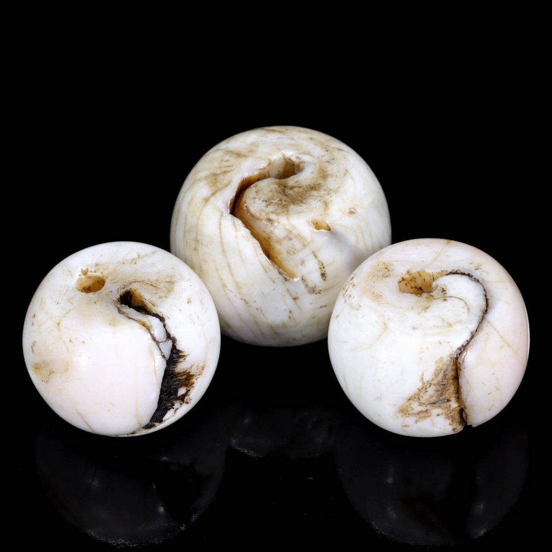 Antique Tibetan Nepalese Conch Shell Bead Amulets, 19th-20th Century (1 of 3)