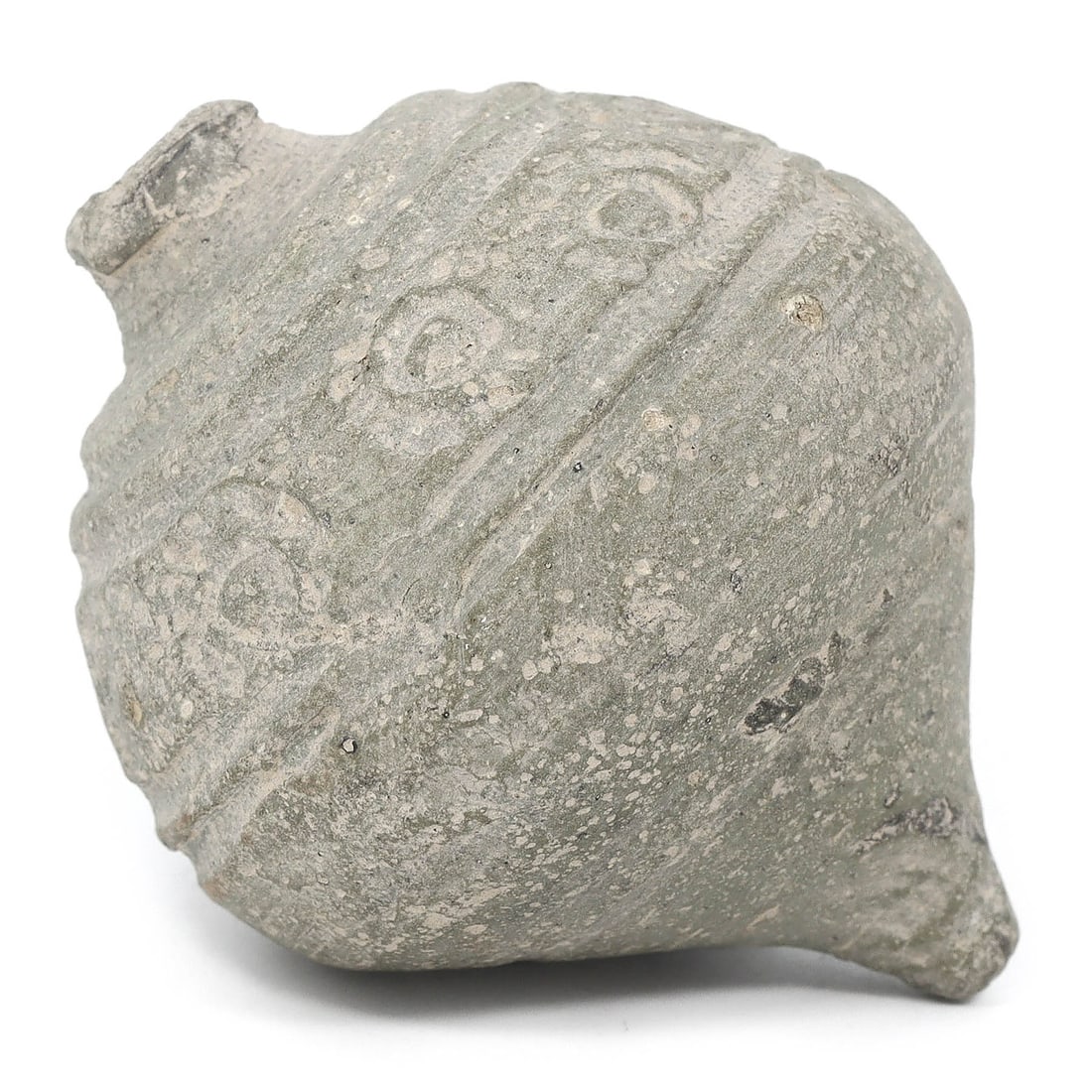 Byzantine Greek Fire Clay Grenade, 9th-11th Century AD: Hailing from the 9th to 11th century AD, this Byzantine 'Greek Fire' grenade measures 7.5 x 6 x 5.7 cm (approximately 2.95 x 2.36 x 2.24 inches). As part of the renowned arsenal of the Byzantine Empir