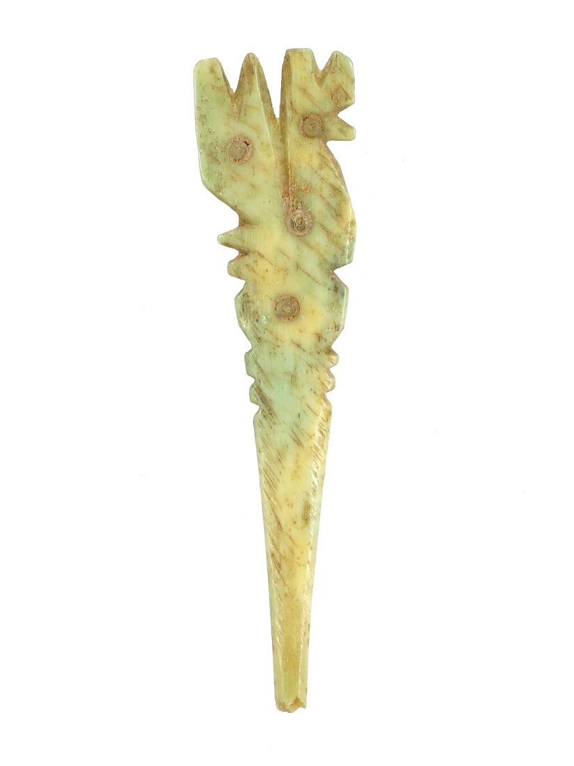 Ancient Byzantine Coptic Bone Hair Pin, 4th-6th Century AD: This remarkable artifact is a 7 cm (approximately 2.76 inches) by 2 cm (approximately 0.79 inches) Coptic bone hair pin, a testament to the intricate personal adornments of the 4th to 6th Century AD. 