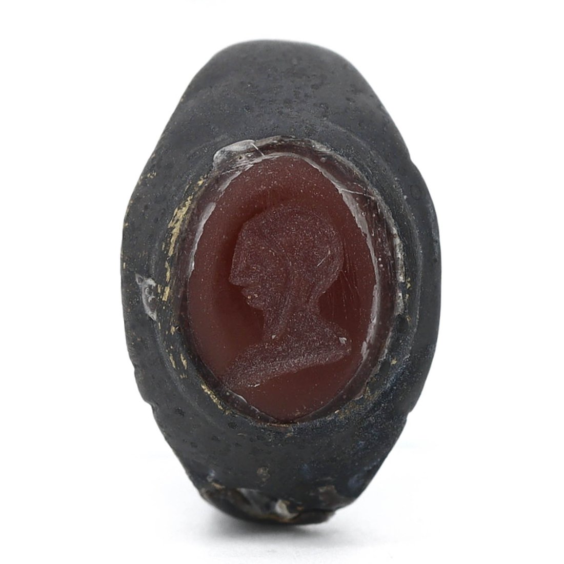 Roman Empire Carnelian Intaglio Copper Alloy Ring, 1st-4th Century AD (1 of 5)