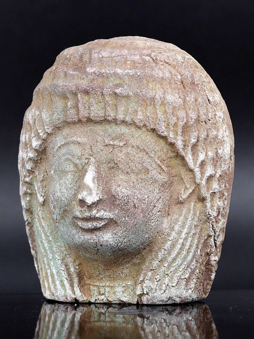 Egyptian Faience Amulet of Goddess Hathor, Late Period, 664-332 B.C. (1 of 4)