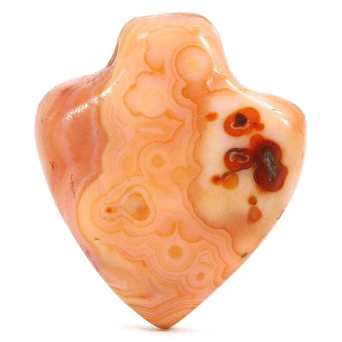 Ancient Coptic Egyptian Heart Amulet, 3rd–6th Century AD: This heart-shaped amulet, crafted from agate, originates from Coptic Egypt and dates back to between the 3rd and 6th centuries AD. Measuring 22x20x7 mm (approximately 0.87x0.79x0.28 inches), the amule