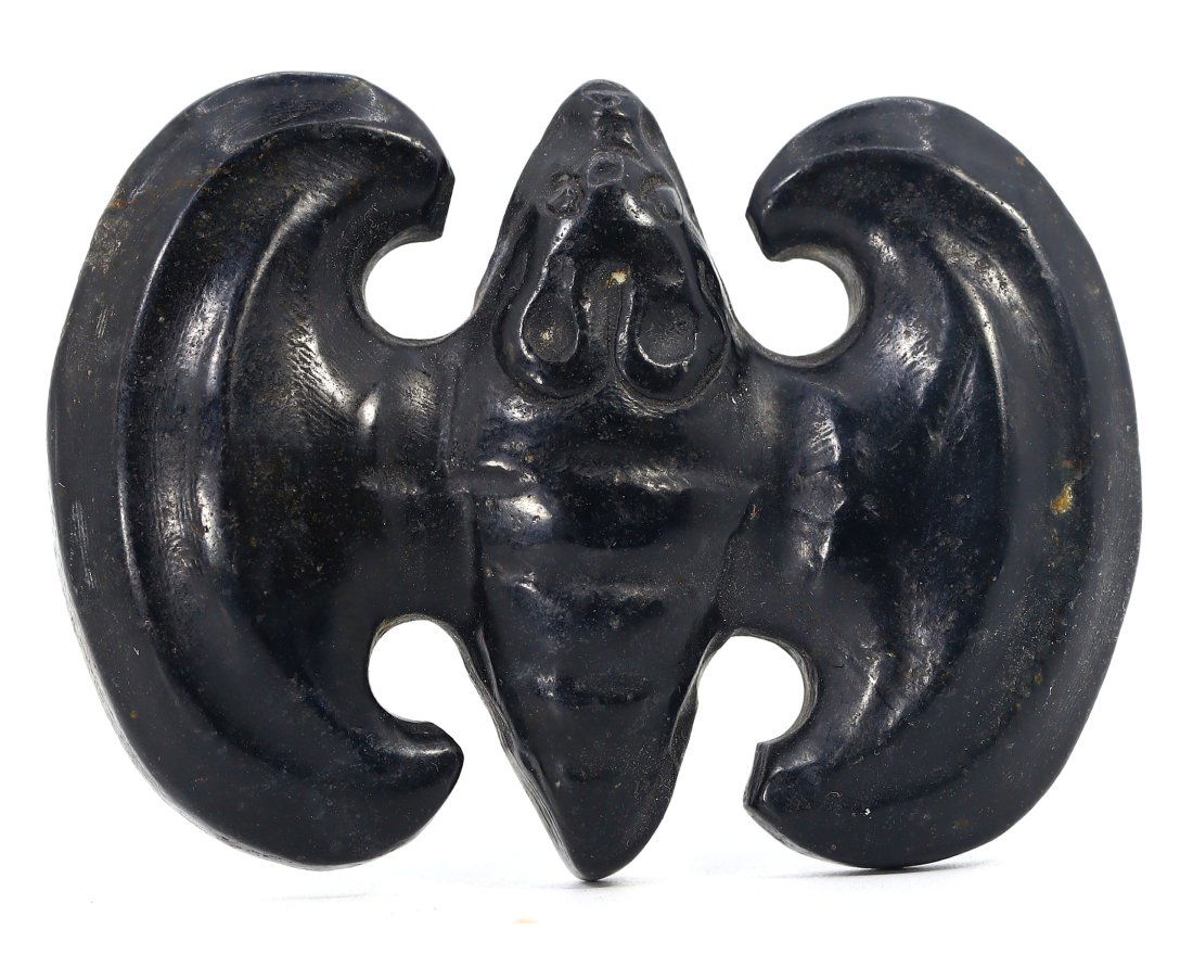 Oriental Chinese Black Jade Bat Sculpture, 19th-20th Century (1 of 2)