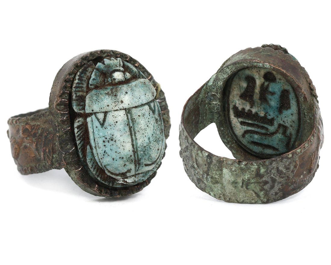 Ancient Egyptian Scarab Seal Ring, New Kingdom, 1550–1070 BC (1 of 5)