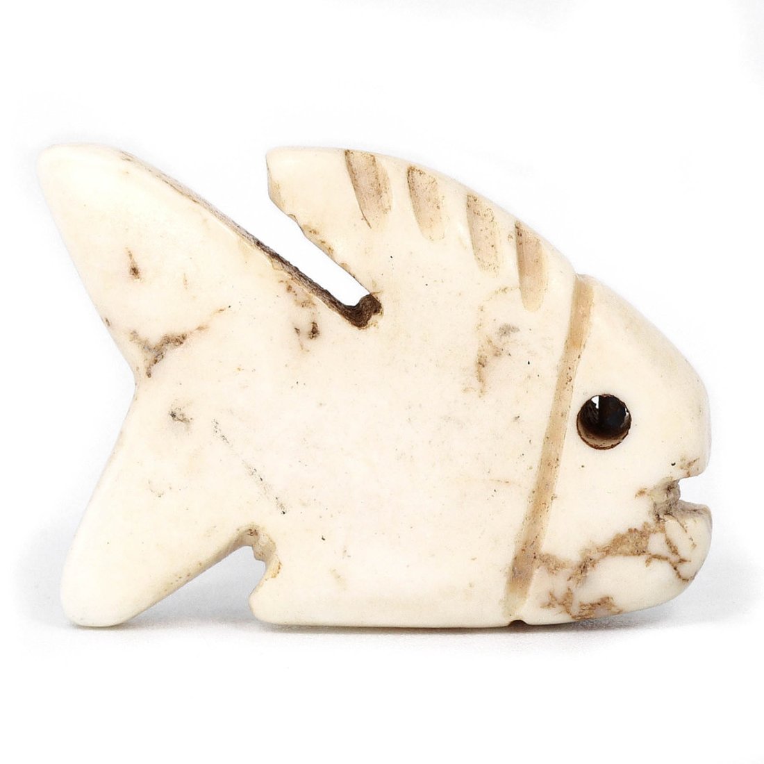 Ancient Coptic Egyptian Alabaster Fish Amulet, 4th-7th Century AD: This exquisitely crafted amulet from Coptic Egypt, dating from the 4th to 7th Century AD, represents a fish, an early Christian symbol of faith and abundance. Measuring 23x17x4 mm (approximately 0.91x