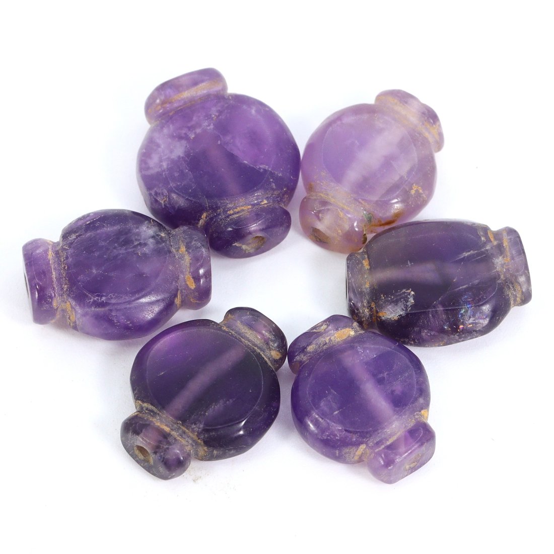 Ancient Medieval Indian Islamic Amethyst Collared Amulets, 12th-16th Century (1 of 2)