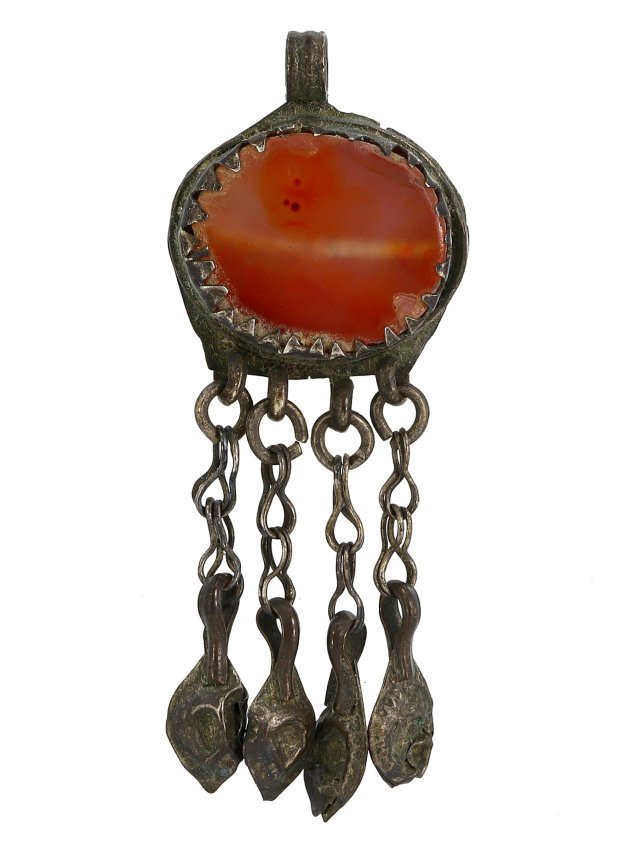 Antique Caucasian Silver Pendant with Carnelian, 18th Century (1 of 2)