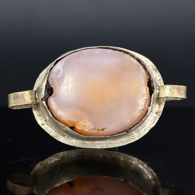 Antique Caucasian Carnelian Set Silver Pendant, 18th Century (1 of 3)