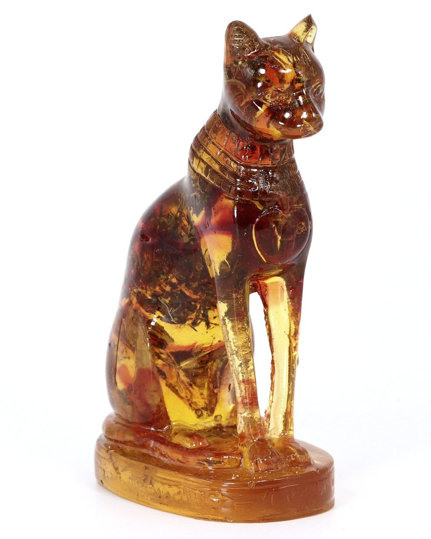 An Egyptian Folk Art Pressed Amber Cat Figurine, Contemporary (1 of 3)