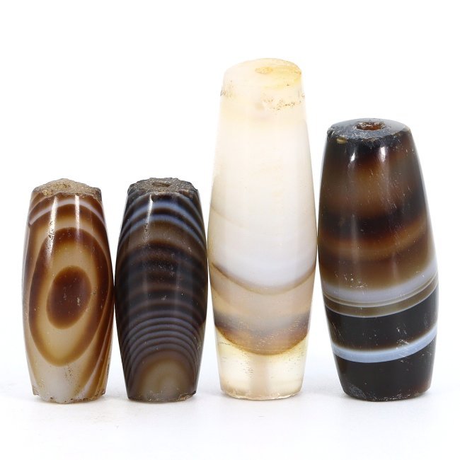 Antique Qing Dynasty Tibetan Banded Agate Dzi Beads, 1644-1912 AD (1 of 2)