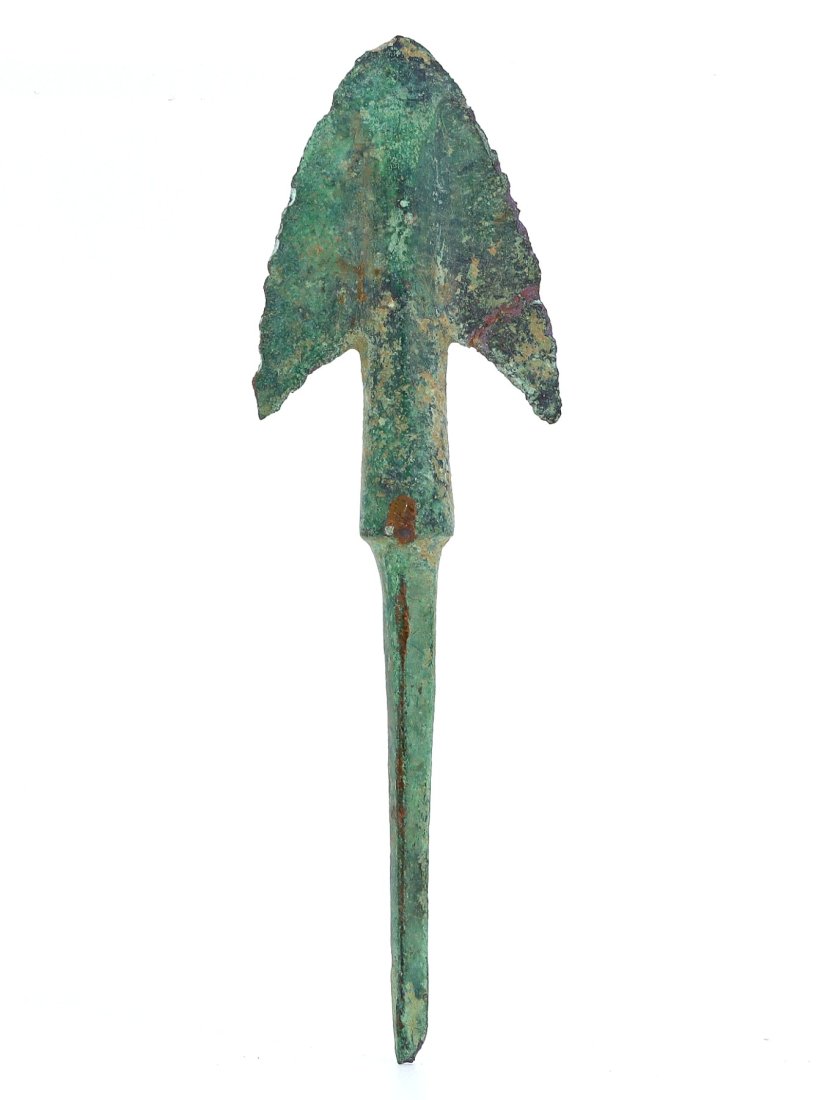 A Bronze Age Spearhead with Verdigris Patina, circa 1200 B.C. (1 of 2)