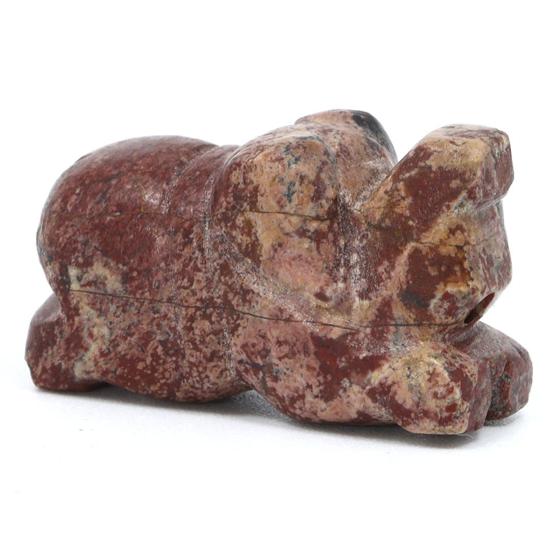 A Prehistoric Red Jasper Elephant Amulet, Indus Valley, Circa 3300-1300 B.C.: Meticulously carved from red jasper, this amulet represents a prehistoric elephant, a potent symbol in the Indus Valley culture, dating back to approximately 3300-1300 B.C. Measuring 1.9 cm in length