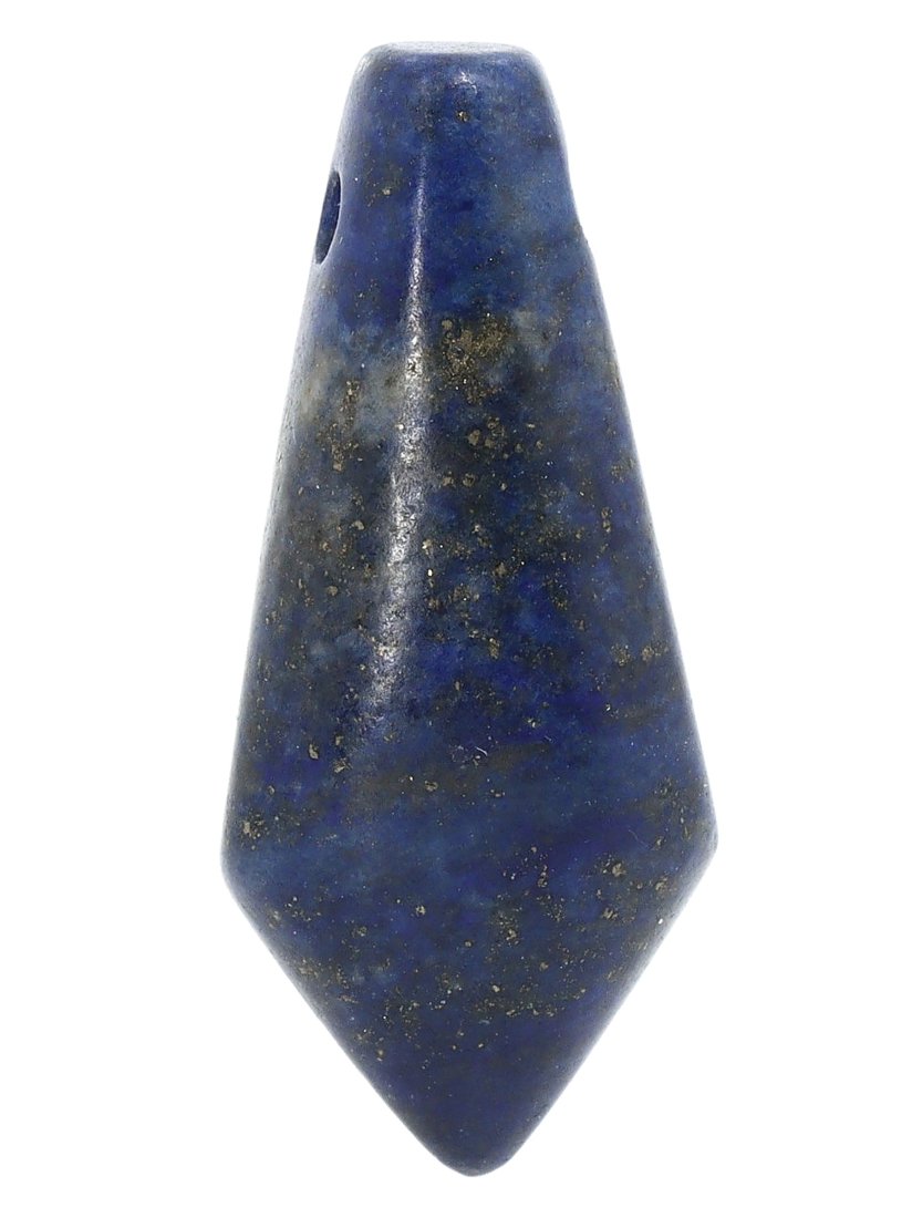 A Lapis Lazuli Amulet Bead, Ancient Egypt, Likely 18th Dynasty: This lustrous lapis lazuli bead, an emblem of ancient Egyptian grandeur, is a testament to the artistry and reverence of materials in their culture. Its deep blue hues, peppered with minuscule flecks 
