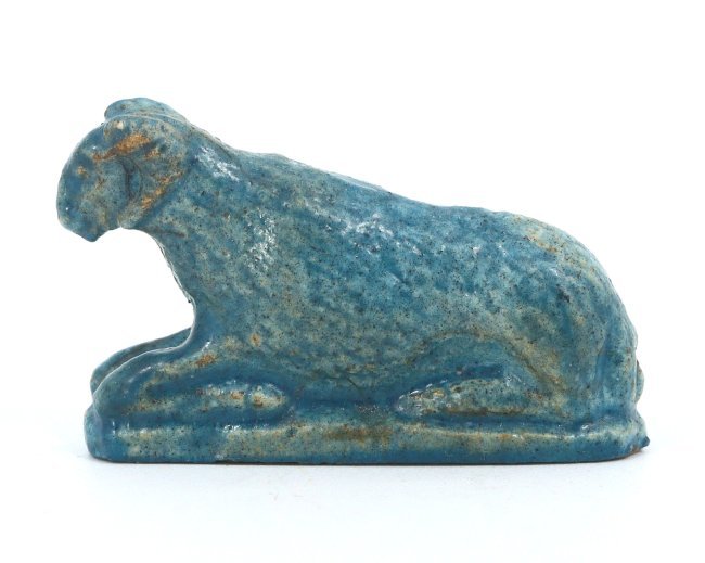 An Ancient Egyptian Faience Ram Amulet, New Kingdom Era (1 of 4)