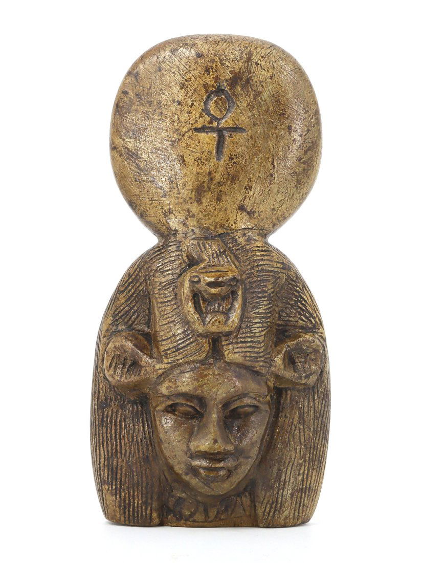 An Egyptian Steatite Deity Head Sculpture, Post-Pharaonic Period (1 of 3)