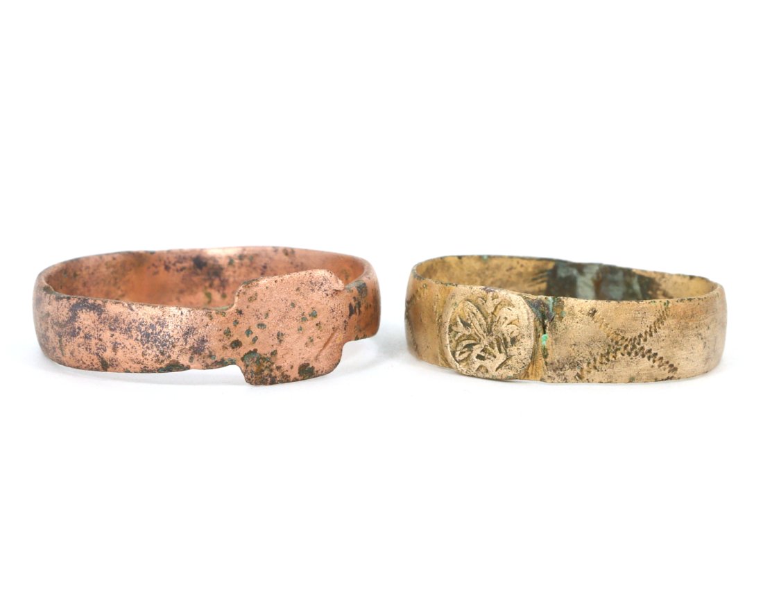 A Pair of Antique Bronze Armillary Sphere Rings, Renaissance Europe, 16th-17th Century AD (1 of 3)