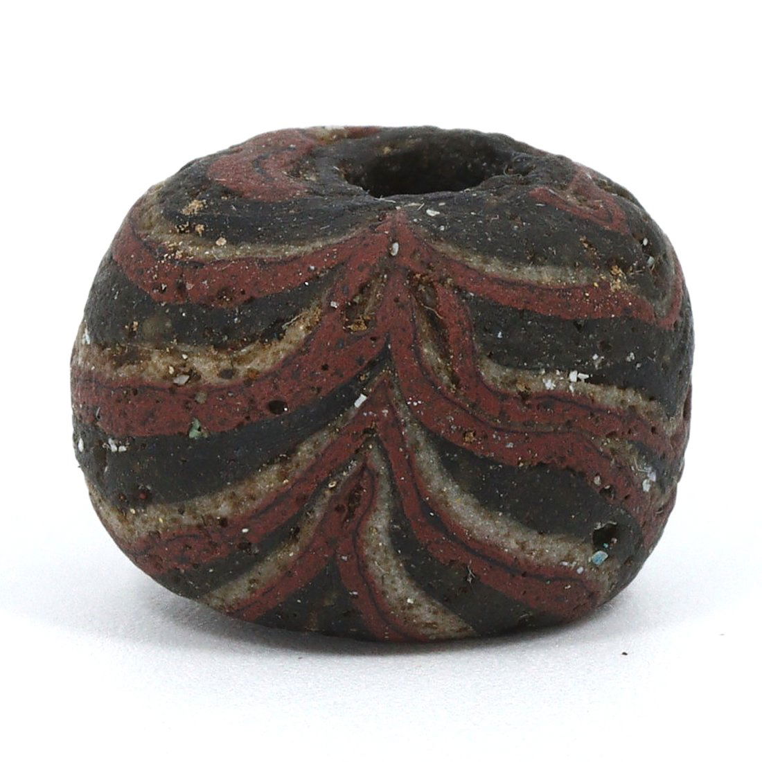 An Ancient Egyptian Mosaic Glass Bead with Zigzag Patterns, Middle Kingdom (1 of 3)