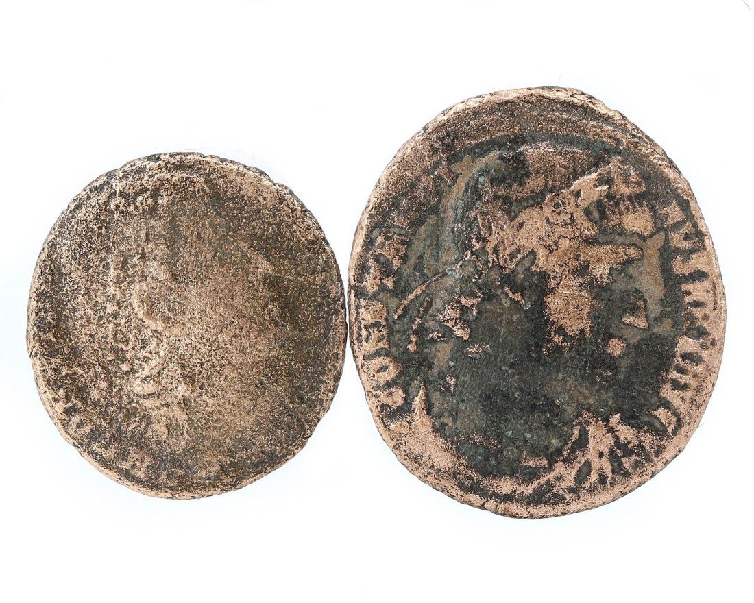 Two Ancient Roman Empire Bronze Portrait Coin (1 of 2)