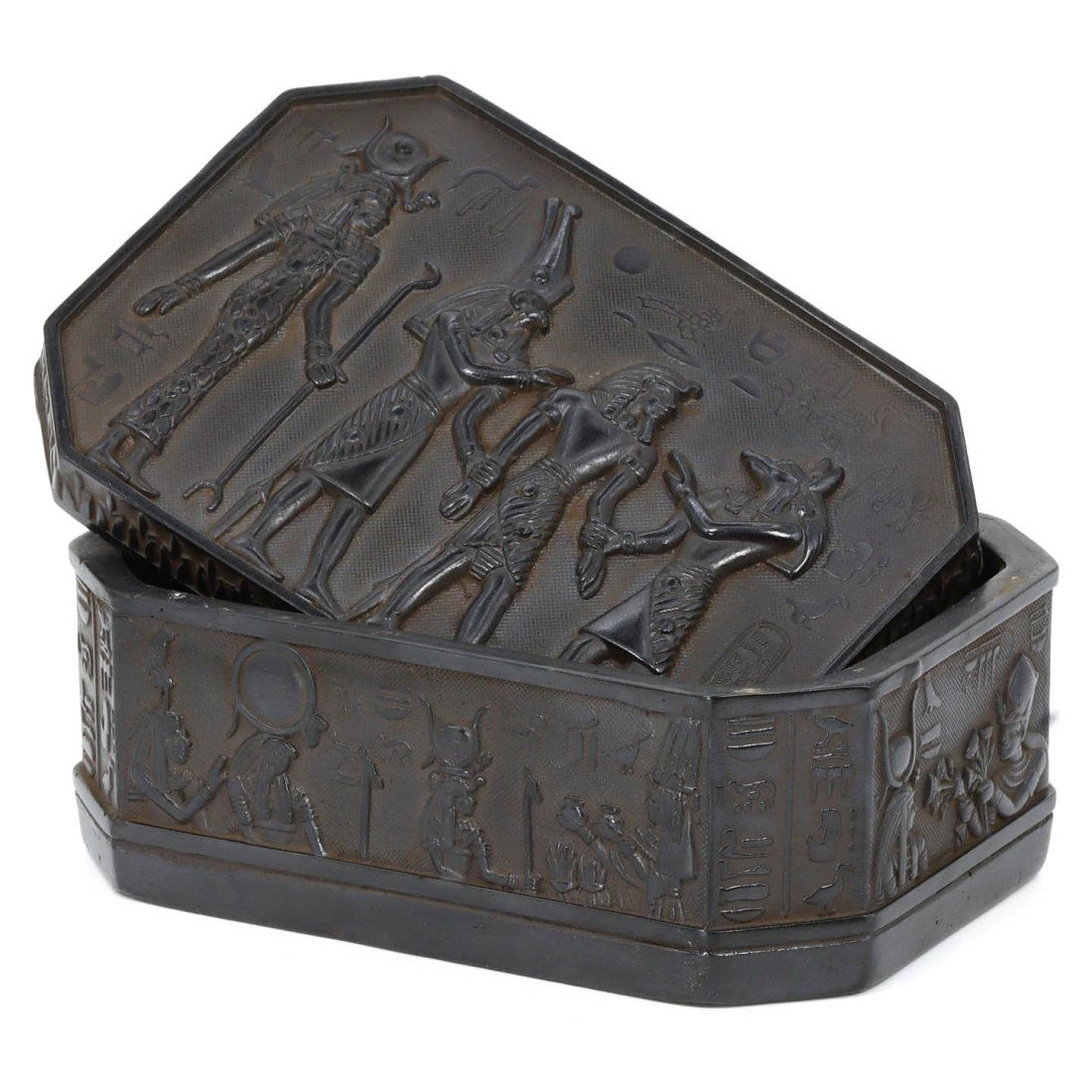 An Ancient Egyptian Carved Stone Box with Deities in Relief (1 of 4)