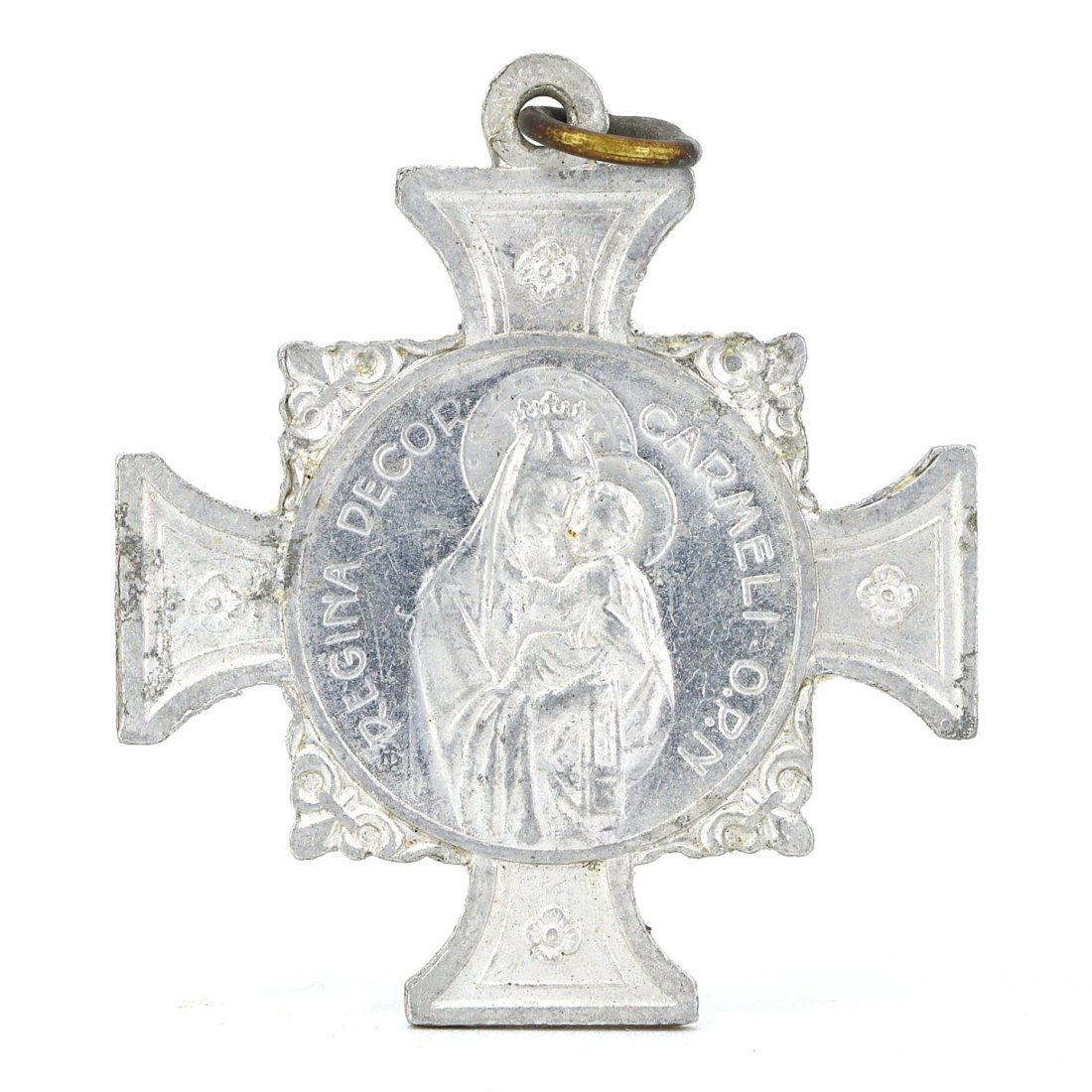 A Vintage Aluminum Pectoral Cross with Madonna and Child, 20th Century (1 of 2)
