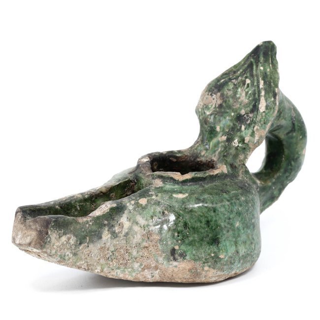 A Medieval Nishapur Glazed Pottery Oil Lamp, 12th-13th Century CE (1 of 4)