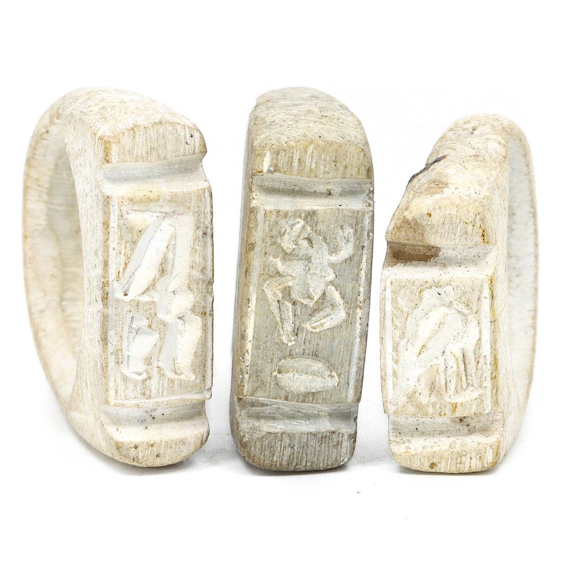 Trio of Ancient Egyptian Steatite Rings Engraved with Hieroglyphics (1 of 4)