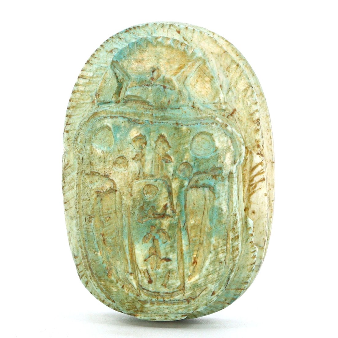 Ancient Egyptian Faience Scarab Amulet, New Kingdom, 1550-1070 BC (1 of 7)