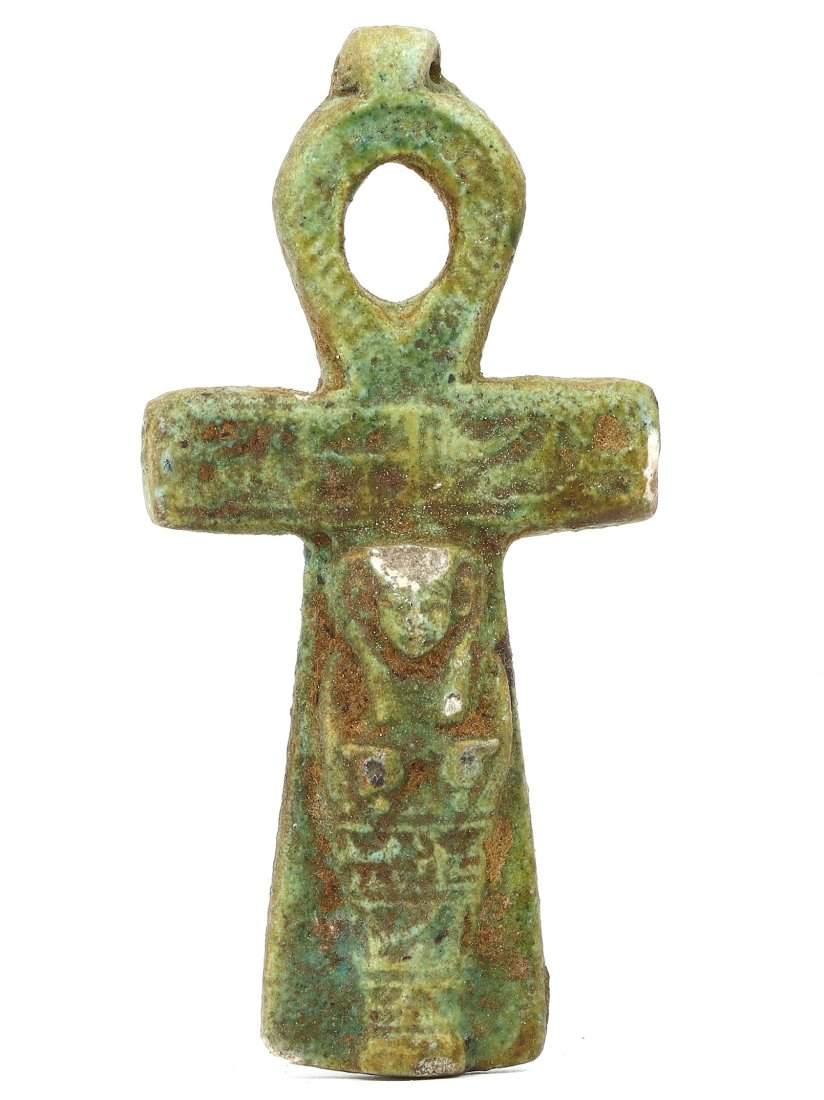 An Ancient Egyptian Faience Ankh Amulet, New Kingdom 1570-1070 BC (1 of 3)