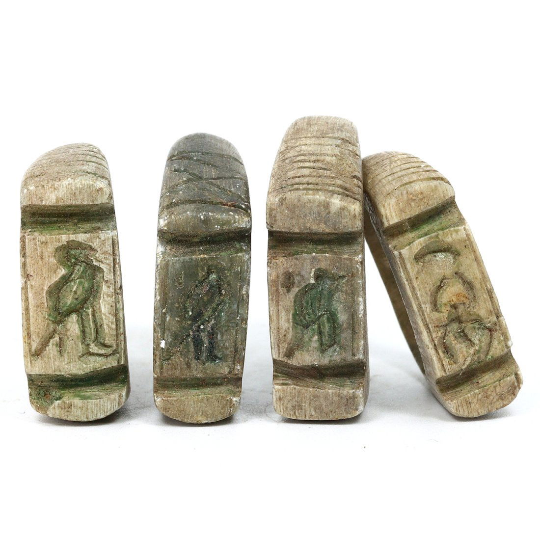 A Set of Four Ancient Egyptian Steatite Rings with Carved Hieroglyphics (1 of 4)