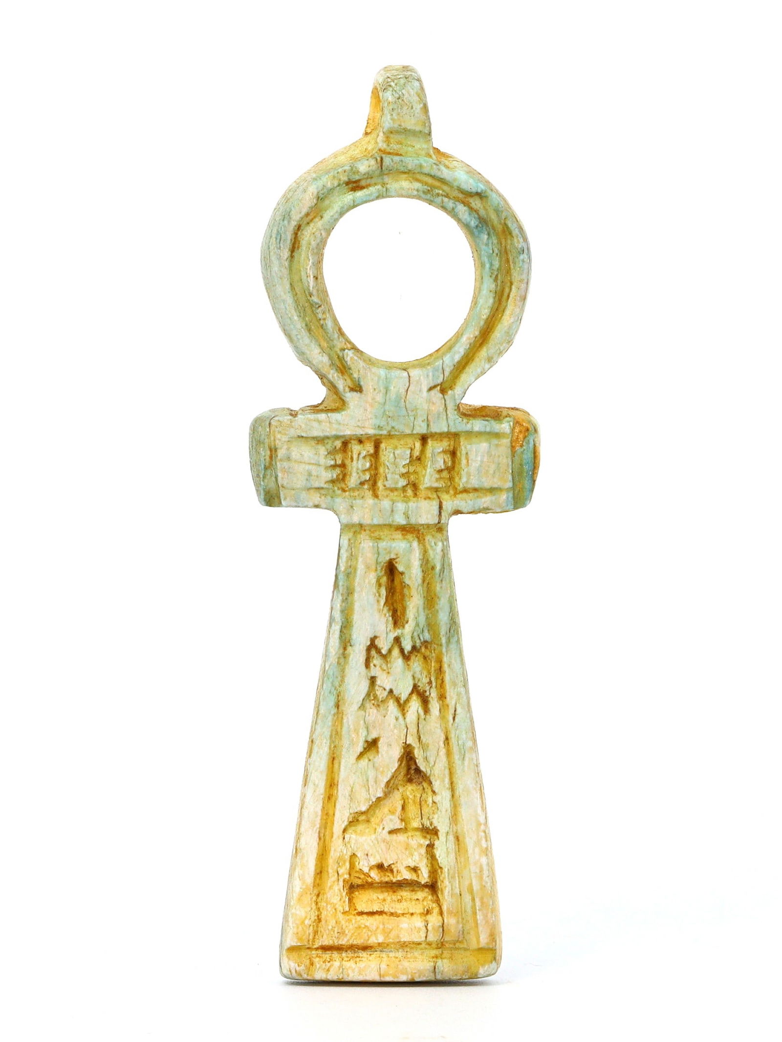 An Ancient Egyptian Faience Ankh, Symbol of Life Amulet (1 of 3)