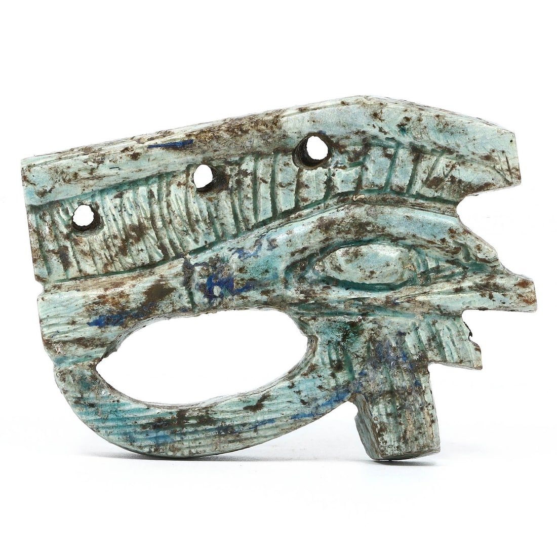 An Ancient Egyptian Faience Amulet of the Wedjat Eye (1 of 3)