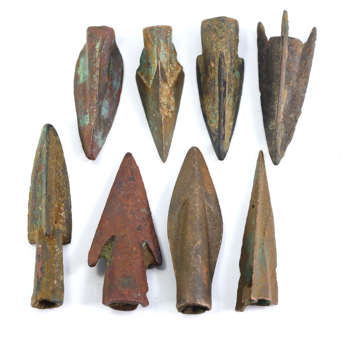 An Assortment of Eight Bronze Arrowheads, Various Ancient Cultures (1 of 2)