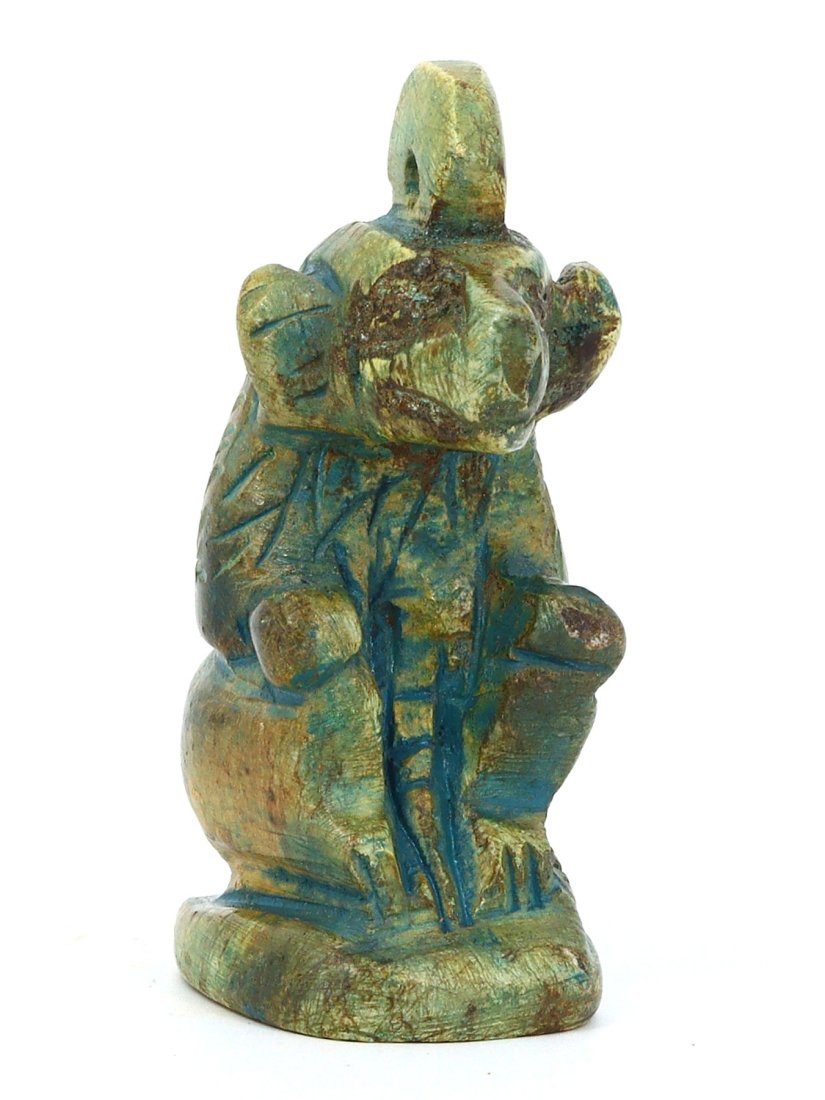 An Egyptian Glazed Steatite Baboon Figurine Amulet (1 of 3)