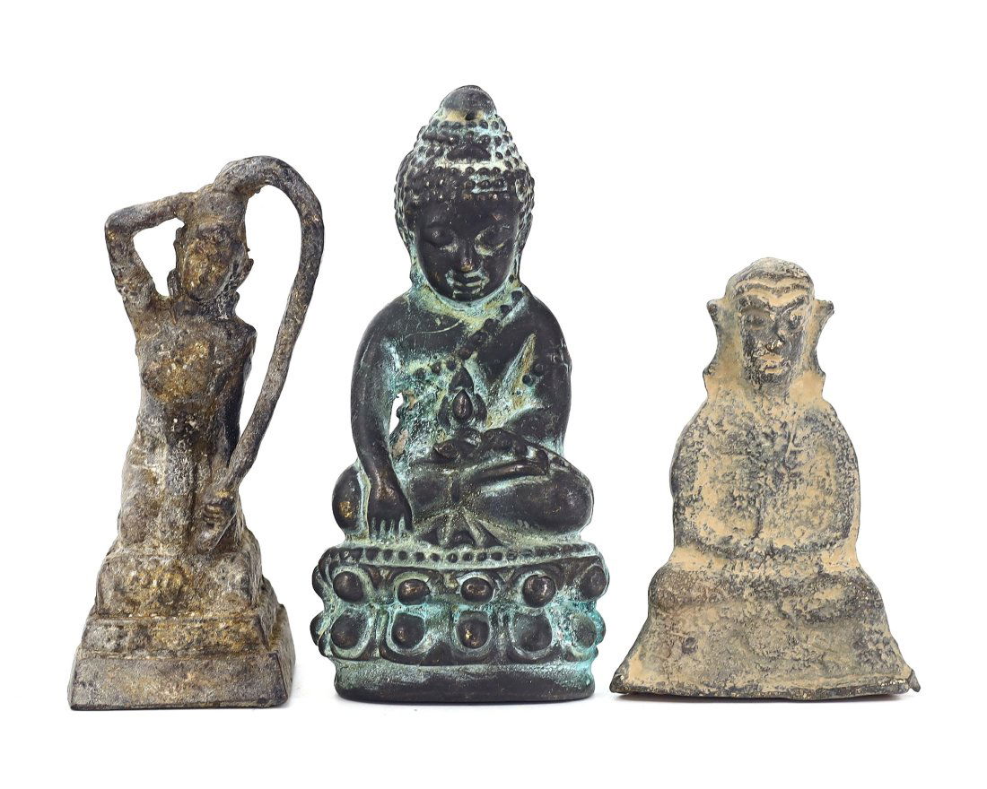 Group of 3 Antique Buddhist Bronze Sculptures, Tibetan and Asian Origin (1 of 2)