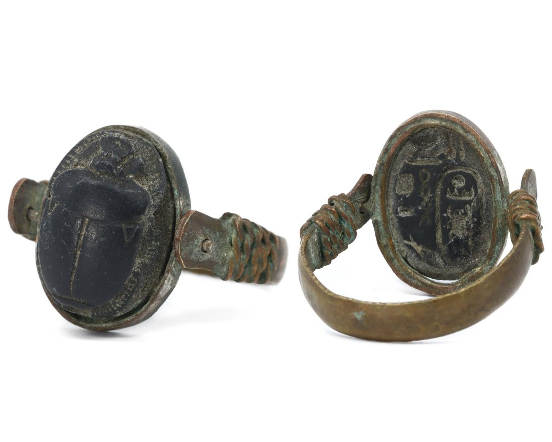 An Egyptian Bronze Scarab Ring, New Kingdom (1 of 4)
