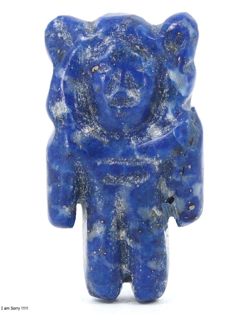 A Coptic Lapis Lazuli Amulet, Christian Egypt: Length: 3 cm (1.18 inches) Width: 1.5 cm (0.59 inches)