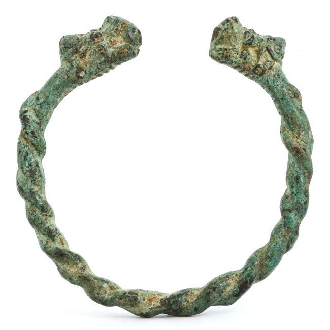 The Serpent's Embrace: An Celtic Bronze Torc with Serpent Heads: Dimensions: 3.34 inches diameter (8.5 cm)