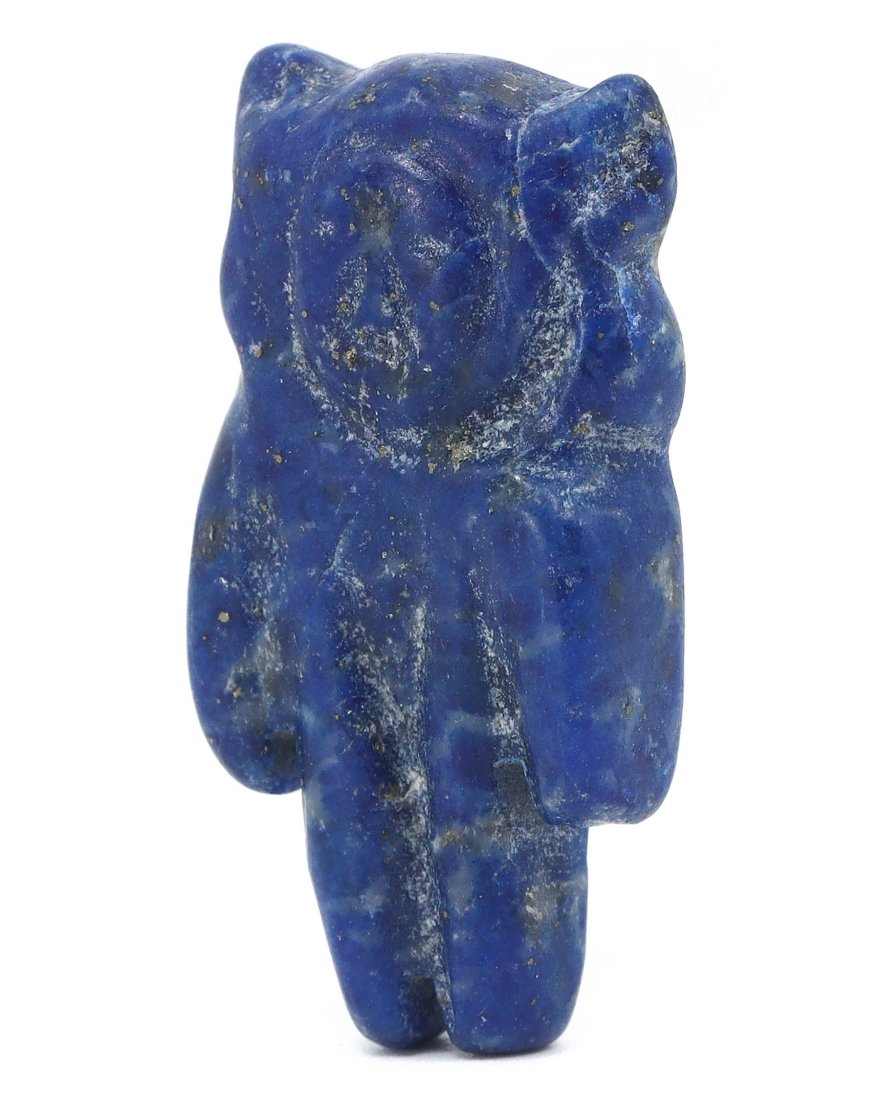 An Egyptian Azure Emissary: Miniature Ushabti in Lapis Lazuli: Dimensions: 1.38 x 0.59 inches (3.5 x 1.5 cm)