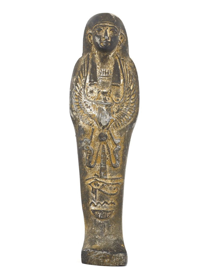 An Egyptian Steatite Ushabti with Winged Scarab Motif (1 of 3)