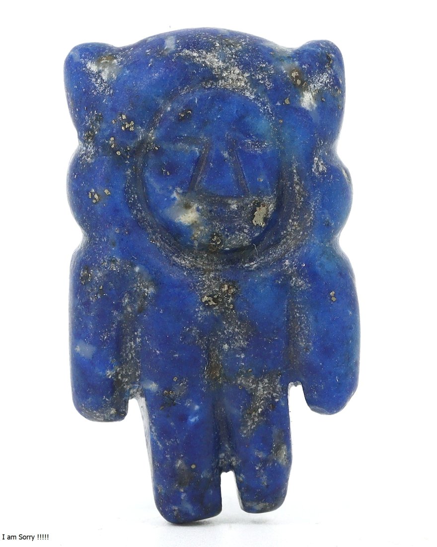 A Coptic Lapis Lazuli Amulet, Christian Egypt, 4th-6th Century A.D.: Length: 3.5 cm (1.38 inches) Width: 2 cm (0.79 inches)