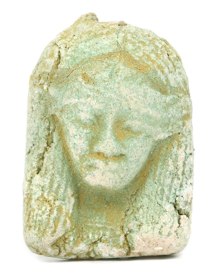 A Faience Amulet Art of the Serene Visage: Dimension: 4.5 x 3 cm