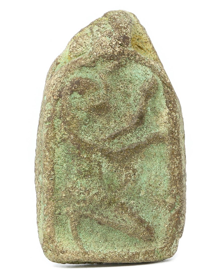 An Egyptian Terracotta Amulet Art of Hathor's Embrace: Dimension: 4 x 2.5 cm