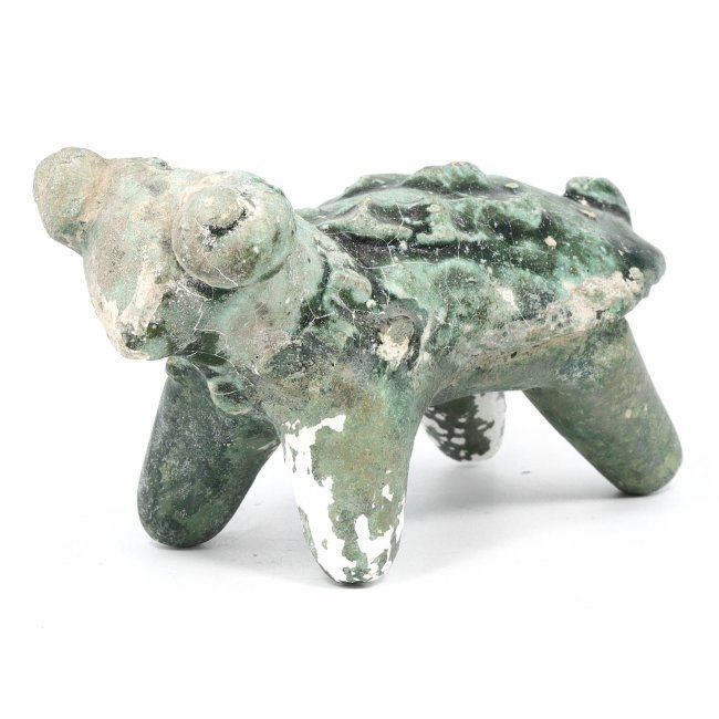 A Gandharan Glazed Terracotta Sculpture: dimension: 12 x 6 cm