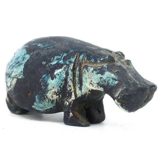 Art of the Riverbank: Faience Hippopotamus Statuette: Dimension: 8 x 3.5 cm