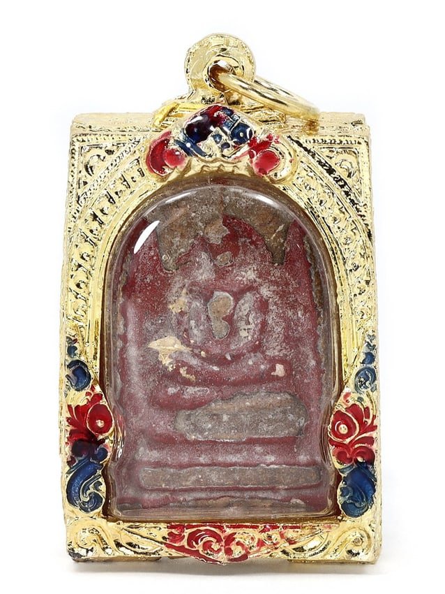 Siamese Gilt and Terracotta Deity Amulet: Dimension: 6x3.5 cm