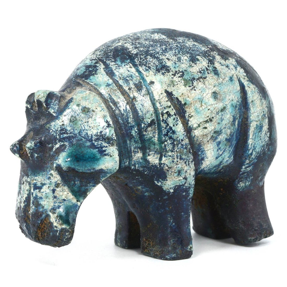 Art of the Riverbank: Faience Hippopotamus Statuette: Dimension:7x5 cm