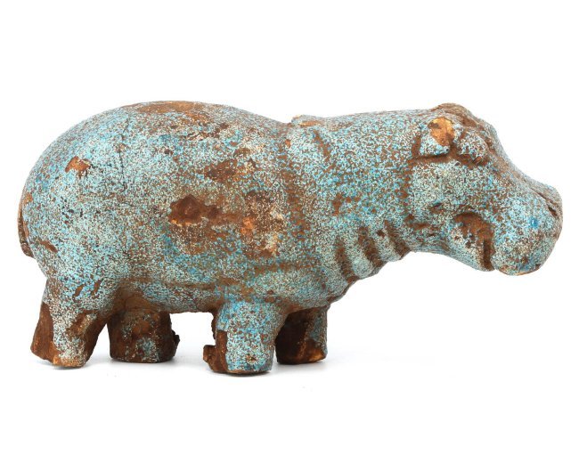 Art of the Riverbank: Faience Hippopotamus Statuette: Dimension: 14x7 cm