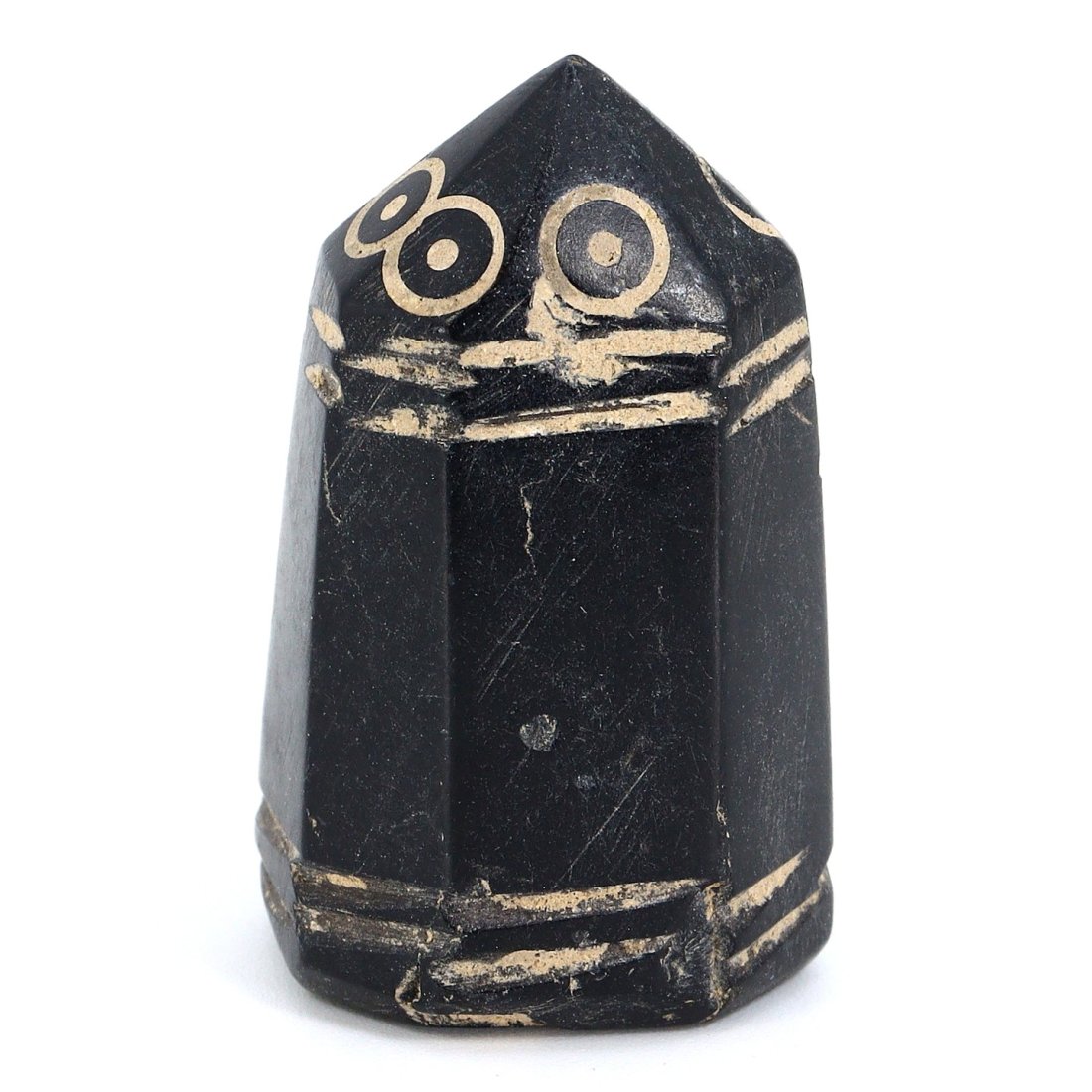 An Ornate Jet Stone Amulet: Dimension: 3.5 x 2 cm